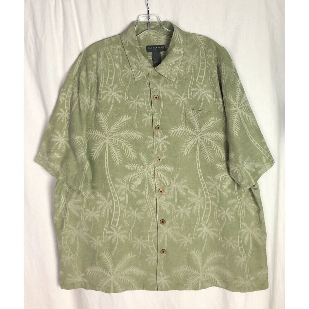 Saddlebred Hawaiian‎  Men's Size XXL Floral Pocket Palm Tree 100% Silk